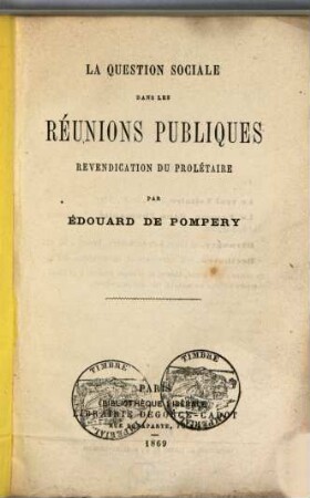 La question sociale dans les réunions publiques : revendication du prolétaire