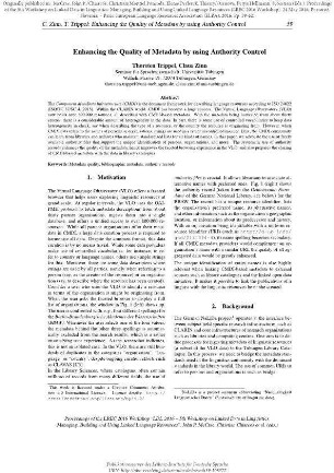 Enhancing the quality of metadata by using authority control
