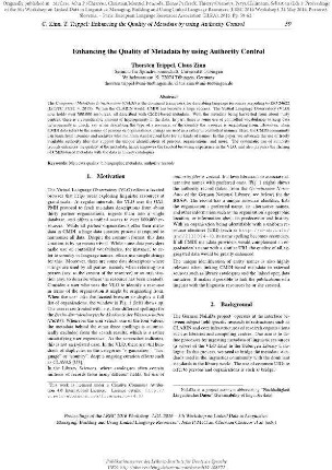 Enhancing the quality of metadata by using authority control