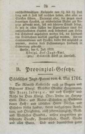 B- Provinzial-Gesetze.