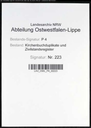 Zivilstandsregister der Munizipalität Schwerte (G 1812). (Gemeinde: Zivilstandsregister)