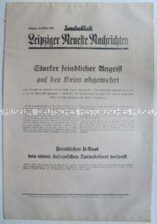 Sonderblatt der "Leipziger Neuesten Nachrichten" zum Kriegsverlauf auf der Krim, in Nordafrika und Westdeutschland