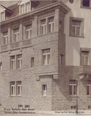 Billing, Hermann; Karlsruhe, Eisenlohrstr. / Bunsenstr. 22; Haus Muser - Fassadendetail