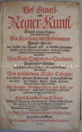 Schrift über die Hofstaats- und Regierungskunst