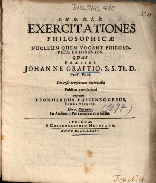 Exercitationes Philosophicae Nucleum Quem Vocant Philosophiae Exhibentes