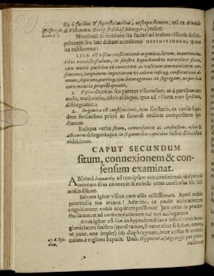 Caput Secundum situm, connexionem & consensum examinat.