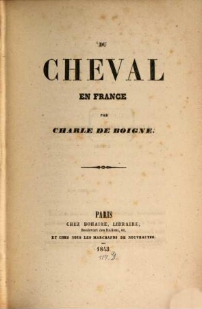Du Cheval en France