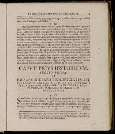 Sectio prima. De hierarchiæ papisticæ speciatim episcopalis dignitatis cum ipsis christianis sacris n Regno Svionico initiis,[...]