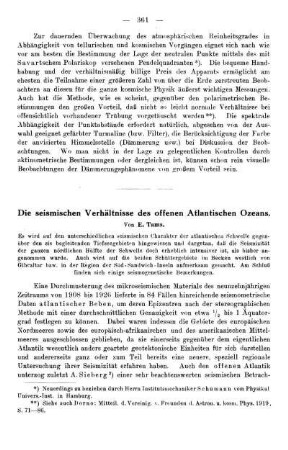 Die seismischen Verhältnisse des offenen Atlantischen Ozeans