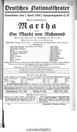 Martha oder Der Markt von Richmond