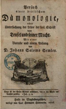 Versuch einer biblischen Daemonologie