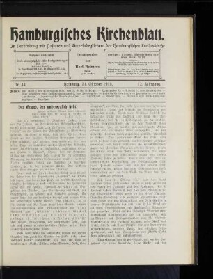 Nr. 44. Hamburg, 31. Oktober 1915. 12. Jahrgang.