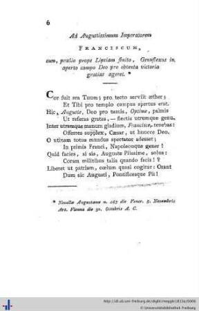 Ad Augustissimum Imperatorem Fransciscum.