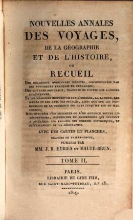 Nouvelles annales des voyages, 2. 1819