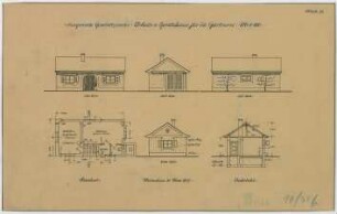Fischer, Theodor; München; Bayerische Geschützwerke - Arbeits - u. Gerätehaus für die Gärtnerei (Grundriss, Ansichten, Schnitt)