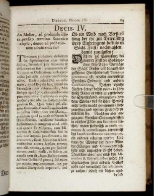 Decis. IV. - Decis. V.