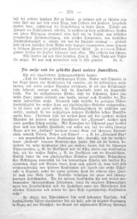 Die weiße und die gefärbte Haut unserer Hausthiere.