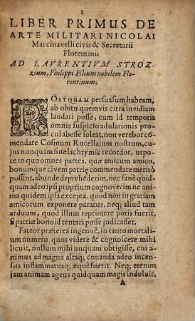 Nicolai Macchiavelli Civis Secretarii Florentini, De Arte Militari Libri septem : In Latinum Sermonem traducti, multisq[ue] in locis restituti
