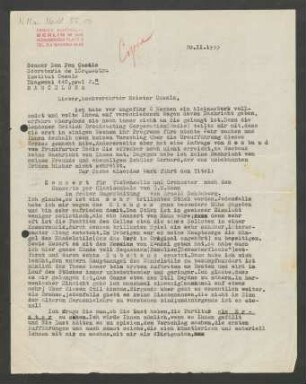Brief an Pablo Casals : 20.02.1933