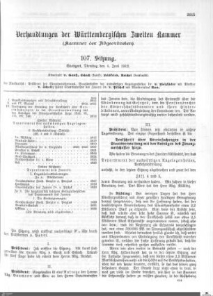 107. Sitzung, Stuttgart, 4.6.1912