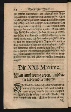 Die XXI. Maxime. - Die XXX. Maxime.