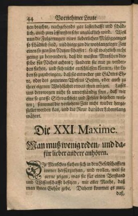 Die XXI. Maxime. - Die XXX. Maxime.