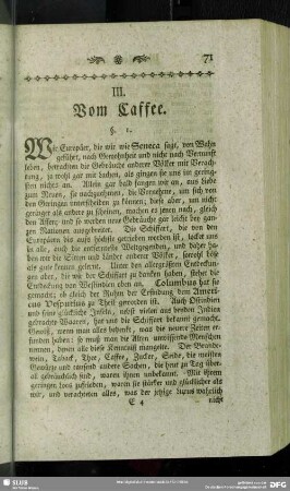 III. Vom Caffee