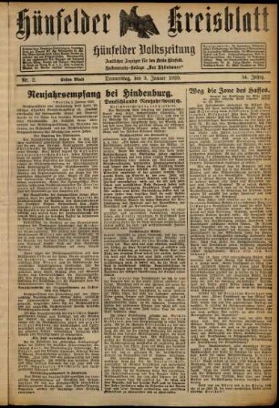 Erste Ausgabe vom Donnerstag, den 03. Januar 1929.