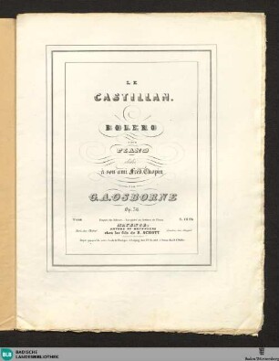 Le Castillan : Bolero pour piano; op. 38