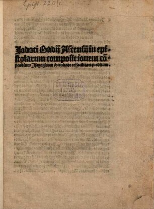 In epistolarum compositionem compendium isagogicum