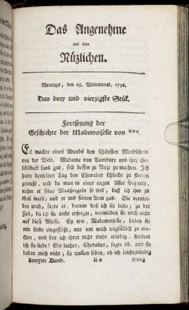 Das drey und vierzigste Stück. Montags, den 25. Weinmonat, 1756.
