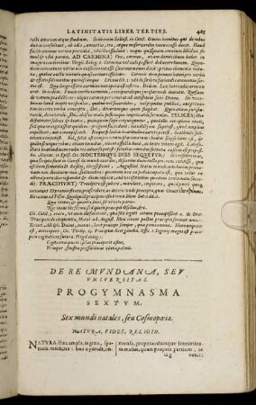 De Re Mundana, Seu Universitas. Progymnasma Sextum. - Primum Vicesimum.