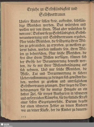 Erziehe zu Selbständigkeit und Selbstvertrauen