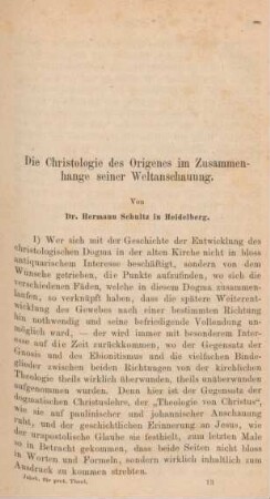 193-247 Die Christologie des Origenes im Zusammenhange seiner Weltanschauung