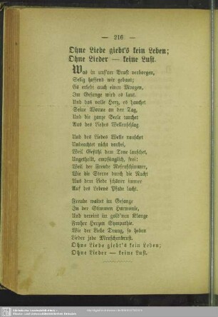 Ohne Liebe giebts kein Leben, Ohne Lieder - keine Lust