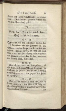 IV. Von der Armee und der Schlachtordnung.