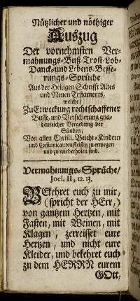 Vermahnungs-Sprüche. - Buß-Sprüche.