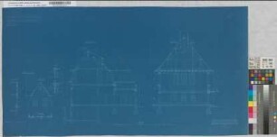 Empfangsgebäude [Bahnhof] Steele-West: Querschnitte Dachstuhl, M.~1:50 Hge, Sknr.: 1, Fanr.: 13, Bunr.: 15