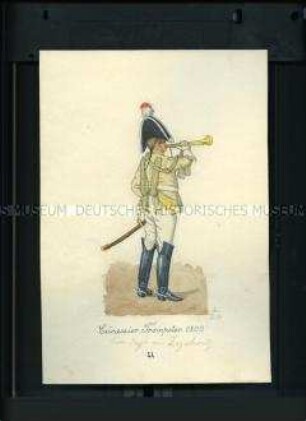 Uniformdarstellung, Trompeter des Kürassier-Regiments "von Zezschwutz", Sachsen, 1800.