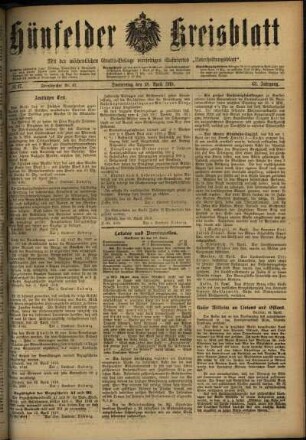 Ausgabe vom Donnerstag, den 18. April 1918.