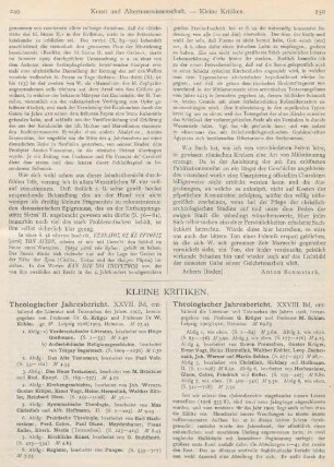 249-254 Kleine Kritiken