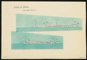 Tennishalle mit Klubräumen, Argentinische Allee, Berlin-Zehlendorf: Westansicht, Ostansicht 1:200