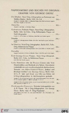 Mappenwerke und Bücher mit Original-Graphik von George Grosz