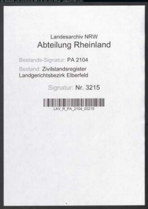 Geburtsregister Merscheid