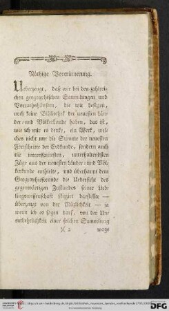 Nöthige Vorerinnerung