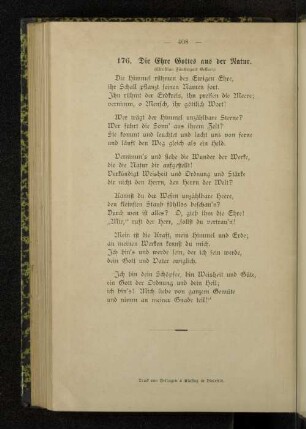 176. Die Ehre Gottes aus der Natur.