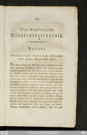 Das Augsburgische Glaubensbekenntniß.