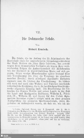 VII. Die Dohnasche Fehde