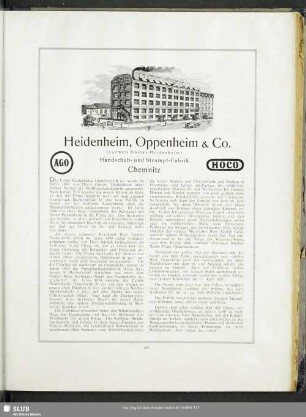 Heidenheim, Oppenheim & Co. : (vormals Gustav Heidenheim) Handschuh- und Strumpf-Fabrik
