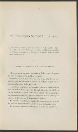 El congreso nacional de 1880